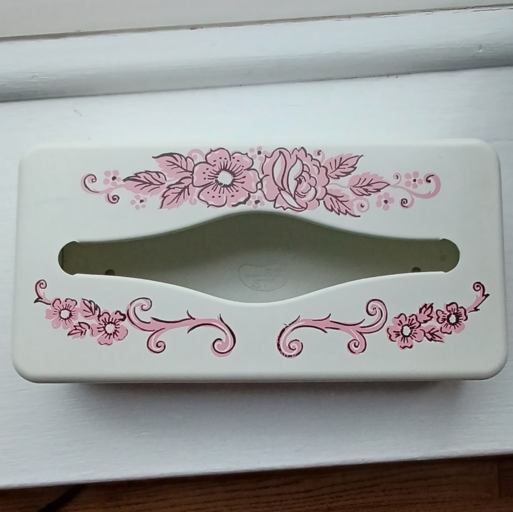 Vintage Ransburg Floral Print Metal Tissue Holder - Picture 2 of 9